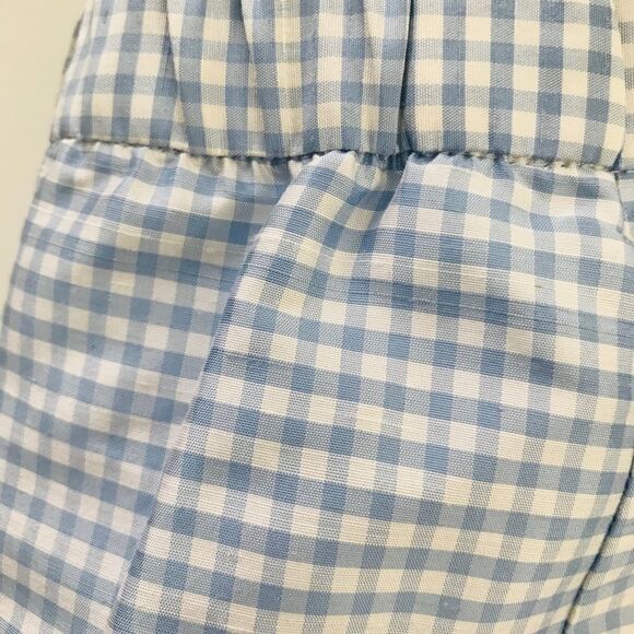 JG Hook High Waisted 100% Silk Blue Gingham Pants - Picture 5 of 7